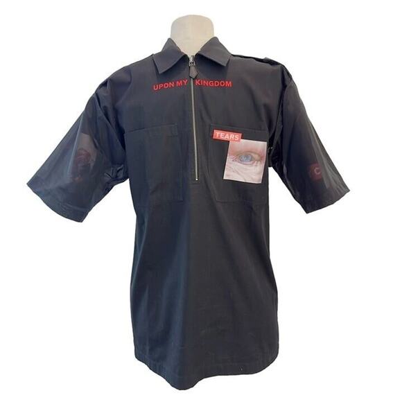 Burberry Men's Black Short Sleeve Print Nylon Shirt
